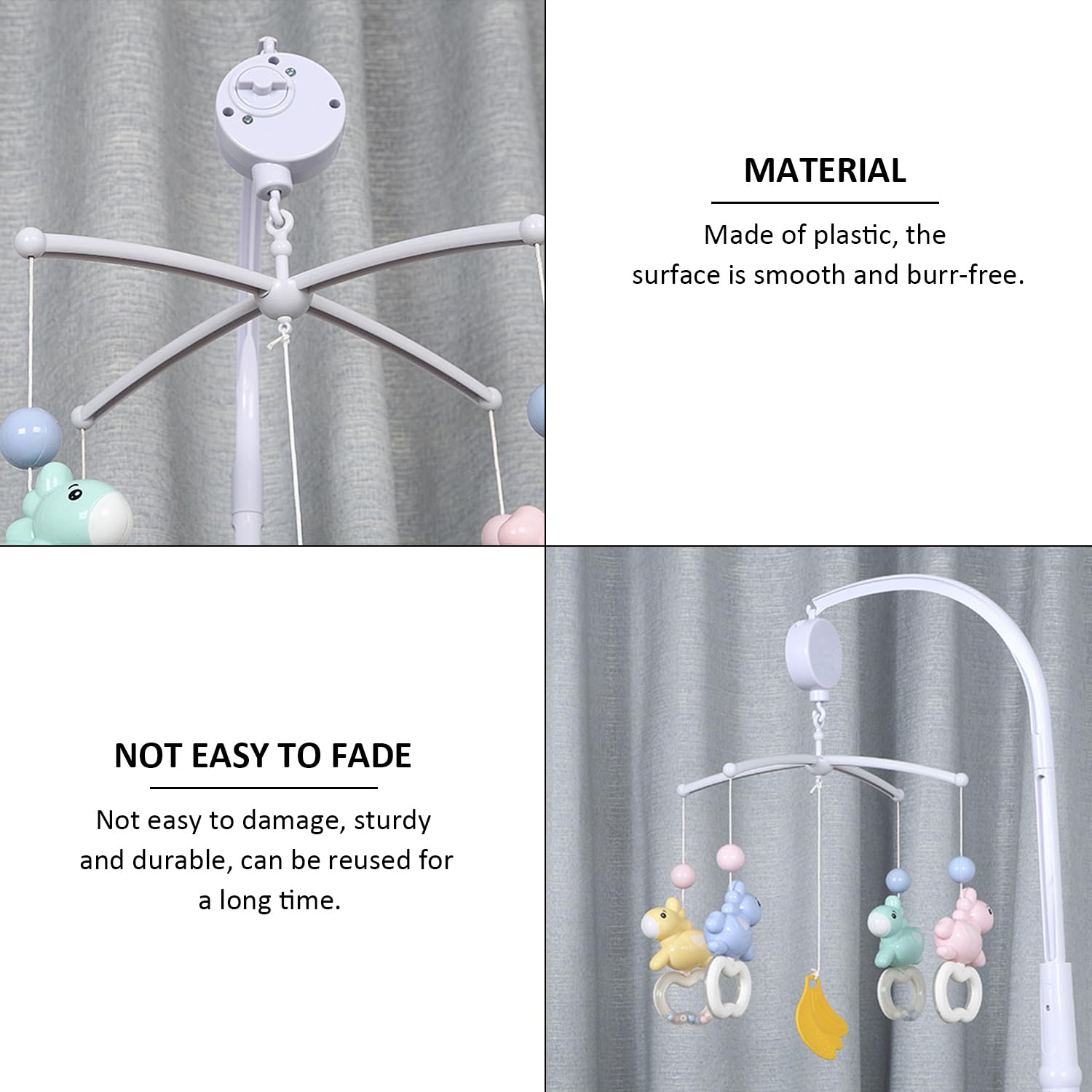 Gancio per Culla e Lettino - Supporto Flessibile e Rimovibile per Decorazione Cameretta Bambini - Plastica (Bianco)