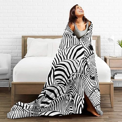 Miniatura 3 de Manta suave de cebra para todas las estaciones, cálida y ligera, manta de forro polar, manta de franela para cama, sofá, viajes, hogar, sala de