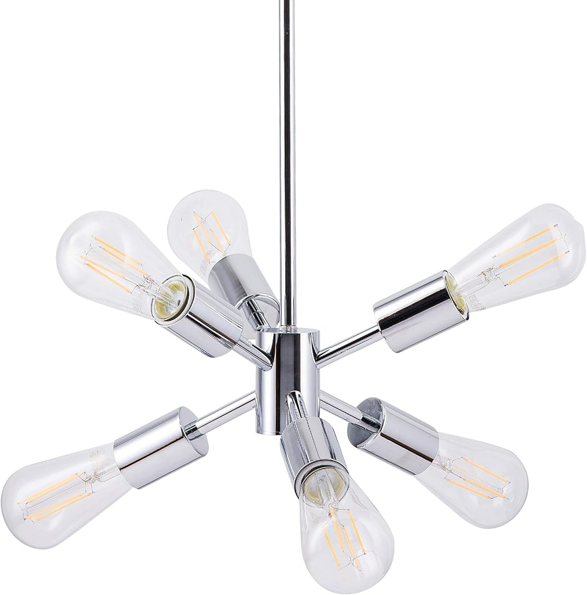 Stella Medium Polished Chrome Sputnik Light Fixture Mid Century Modern Chandelier Light Fixtures Ceiling Sputnik Pendant Lighting Starburst Chandelier, LED Bulb Included, UL Listed