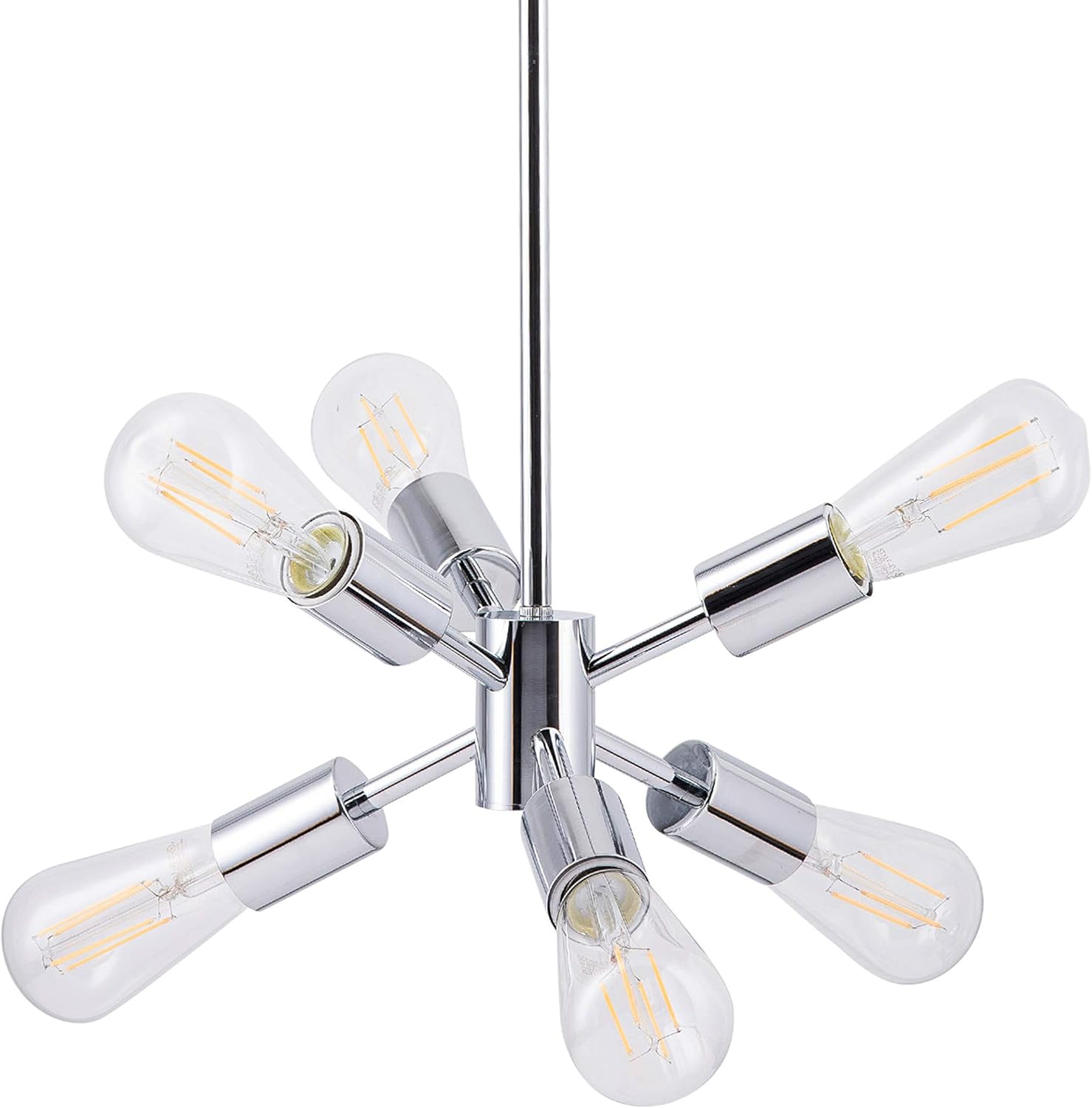 Linea di Liara Stella Medium Brushed Nickel Sputnik Light Fixture Mid Century Modern Chandelier Light Fixtures Ceiling Sputnik Pendant Lighting Starburst Chandelier, UL Listed