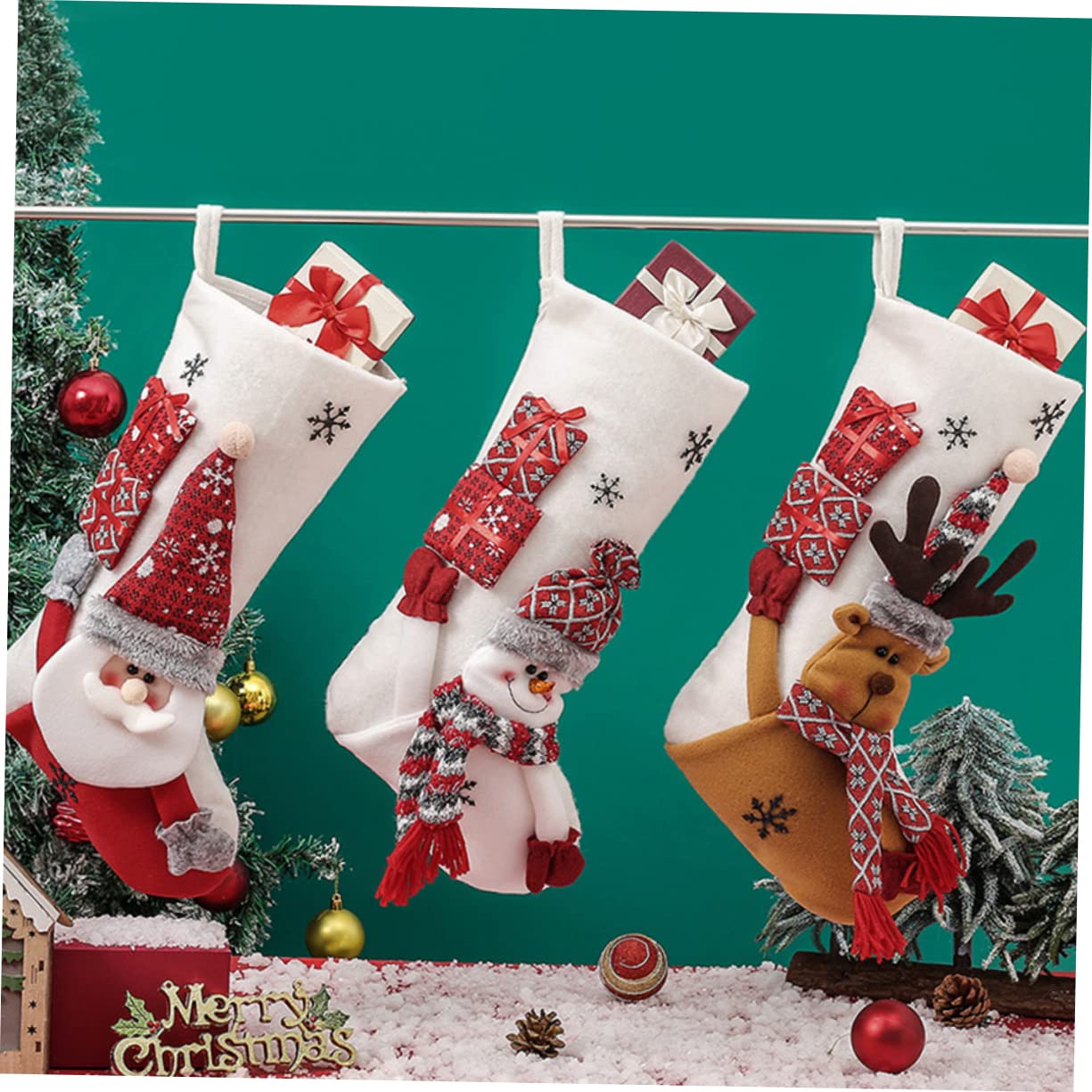 クリスマスストッキング 4枚セット カード付き ギフトバッグ クリスマスストッキング 4枚セット カード付き ギフトバッグ Amazon.co