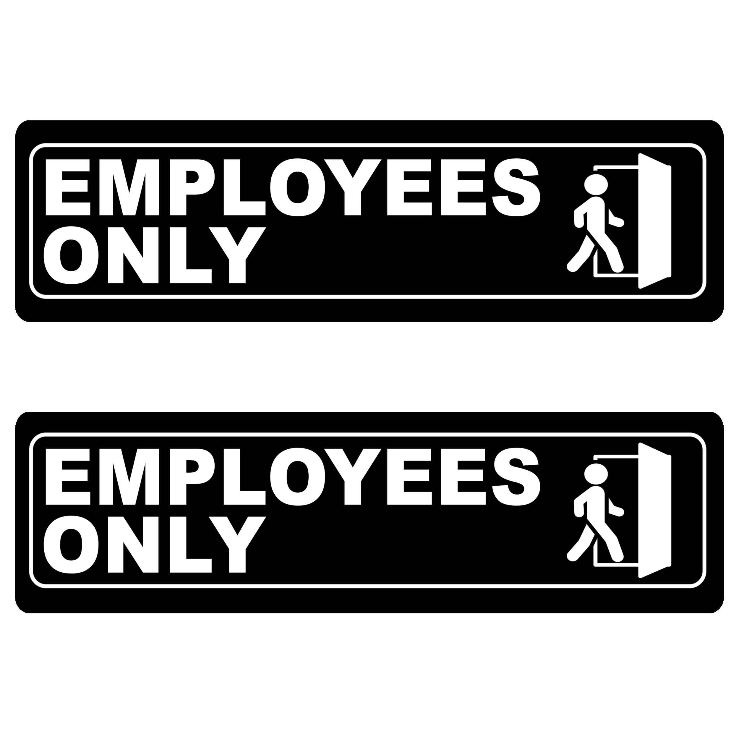 Notice Employees Only Office Door Sign Metal Business Retail Store Self Adhesive Aluminum Peel and Stick 8x2 Inch Indoor/Outdoor Black (2)