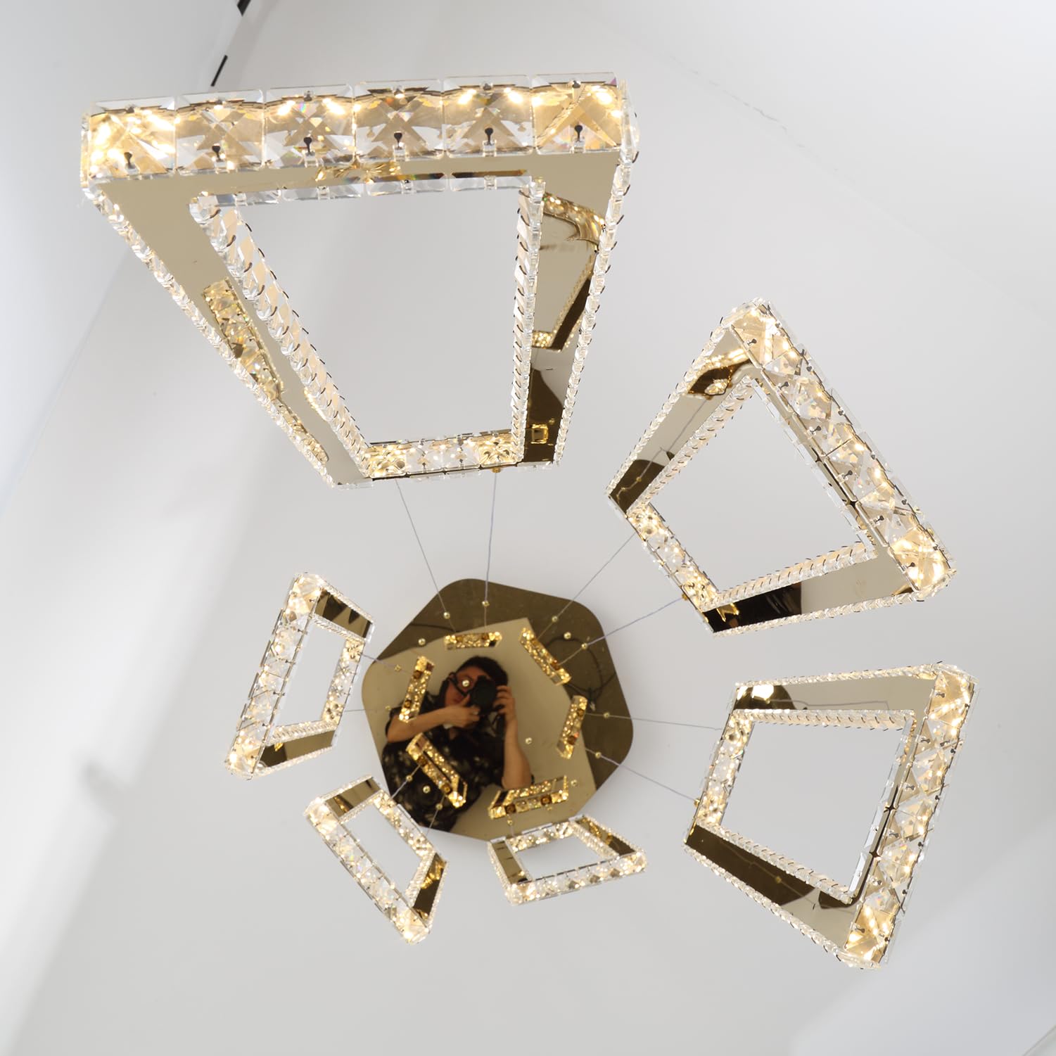ykolupty H158 Modern Chandelier 12 Rings Gold Chandelier Lighting