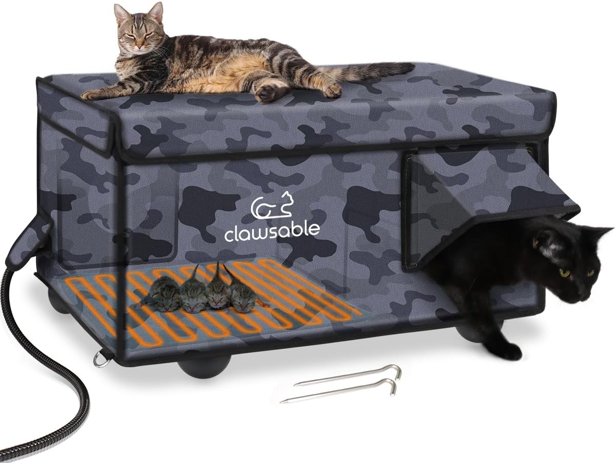 Clawsable Indestructible Heated Cat Shelter with Escape Door