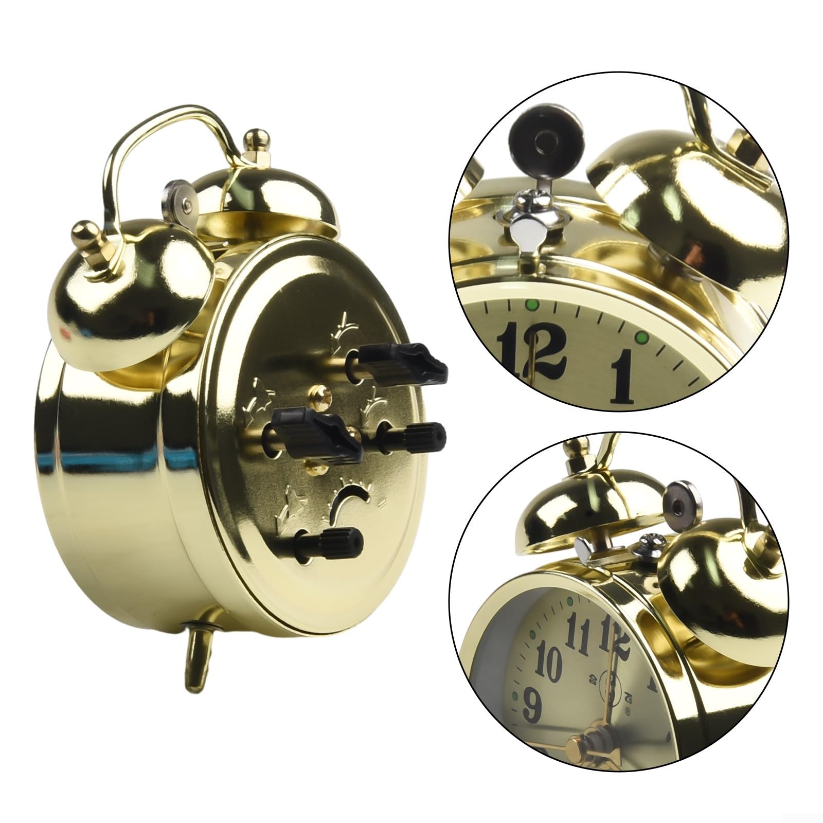 Retro Wekker Niet-tikkend Super Luide Wekker Voor Zware Slapers – Retro Ontwerp, Stil Niet-Tikkend, 10 Cm, Met Achtergrondverlichting Wekker Met Instelbaar Volume
