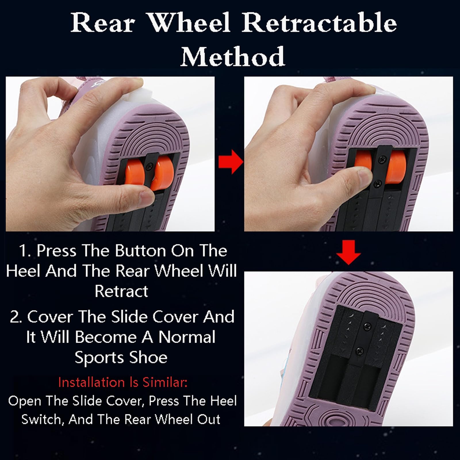 Chaussures à roulettes pour Fille,Basket Roulette Enfant,Chaussures Roller,Chaussures A roulettes Retractable,Chaussure A Roulette Garcon,Chaussures De Skateboard à 4 Roues,2 en 1