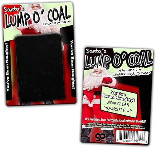 Miniatura 3 de Gears Out Santa's Lump O' Coal - Jabón de carbón travieso para Navidad, novedoso jabón navideño para niños, divertidos rellenos de calcetines,