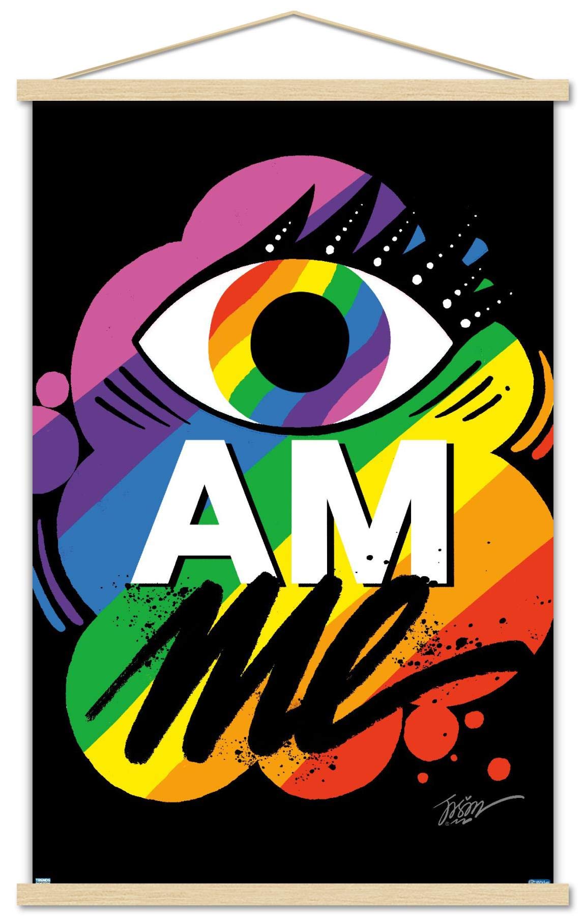 Trends International Jason Naylor - Eye Am Me Wall Poster, 22.375" x 34", Premium Print and Beechwood Hanger Bundle