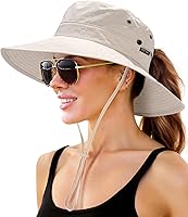 FURTALK Women's Ponytail Hole Sun Hat - UPF 50+ Wide Brim Bucket Hat for Beach, Hiking, Fishing & Outdoors