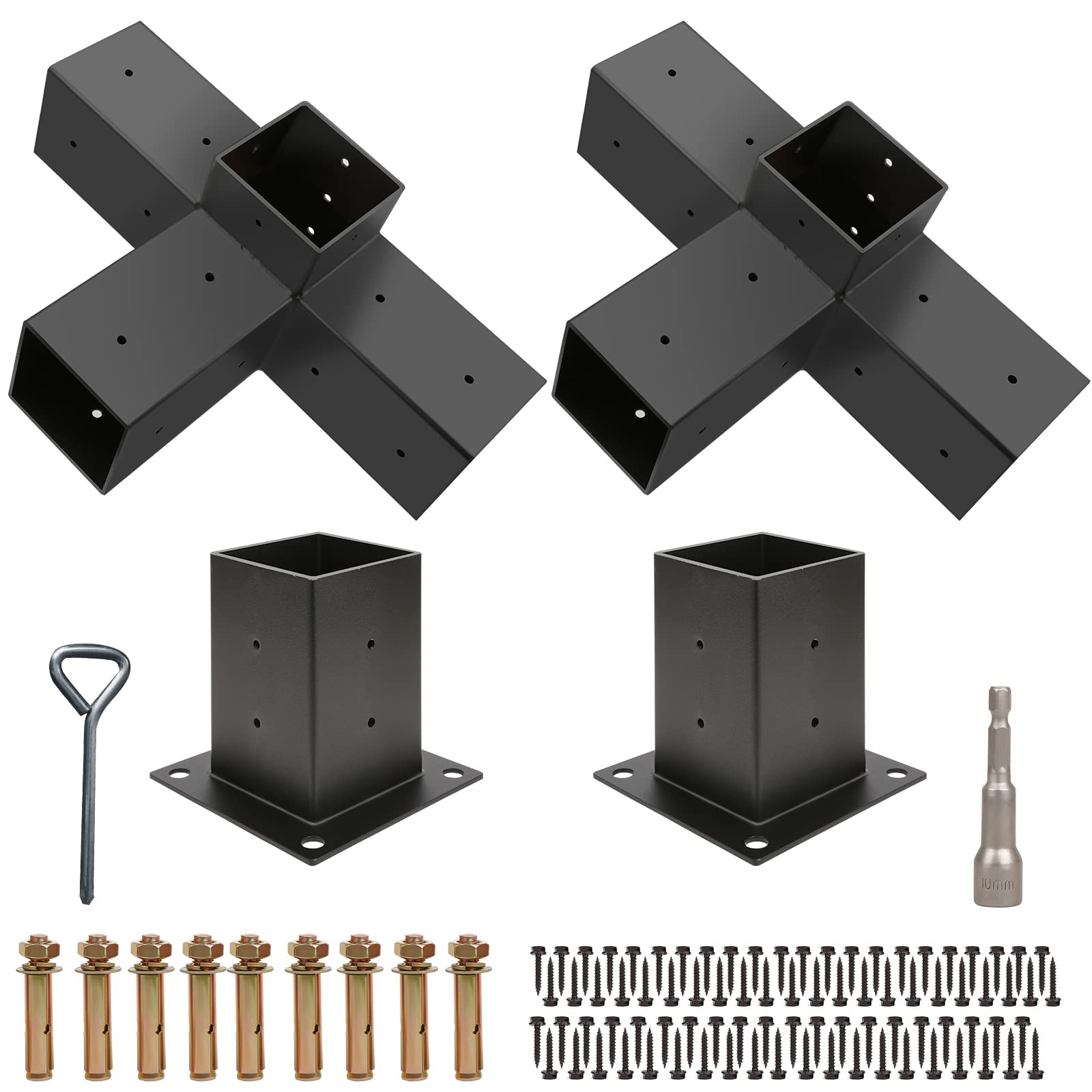 Grehitk Pergola Kit, Pergola Brackets 4Way Right Angle Corner Bracket