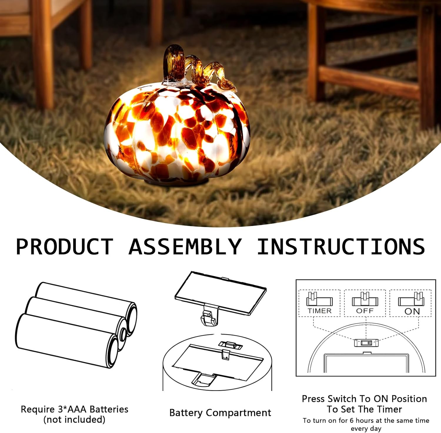 Handcrafted Glass Pumpkin with Warm LED Lights - Halloween & Thanksgiving Decor, Gift-Worthy Fall Home Decoration, 5.9-Inch Light-Up Tabletop Centerpiece (Vine Coffee and Purple)