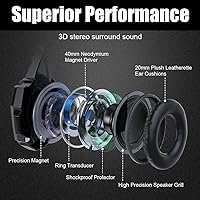 Vista 2 de BENGOO G9000 - Auriculares estéreo para juegos para PS4, PC, Xbox One PS5, cancelación de ruido, auriculares sobre la oreja con micrófono, luz LED