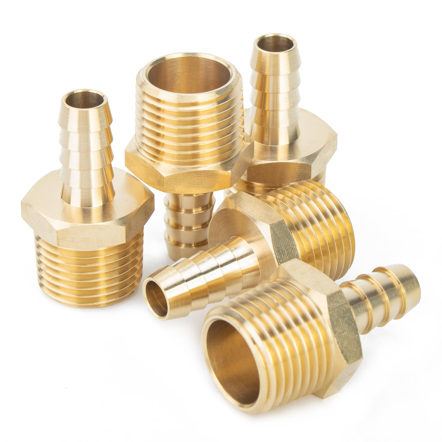 Ltwfitting Men's Pack Of 5 Brass Barbed Fitting Coupler/Connector 1/2-Inch Bspt X 10Mm Hose Barb(Pack Of 5)