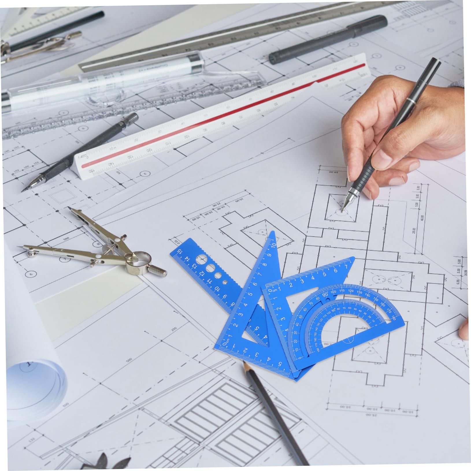 DOITOOL 5 Set Alluminio per Goniometro e Squadretta per Scolastico e Professionale Design Kit Versatile per Misurazioni Accurate