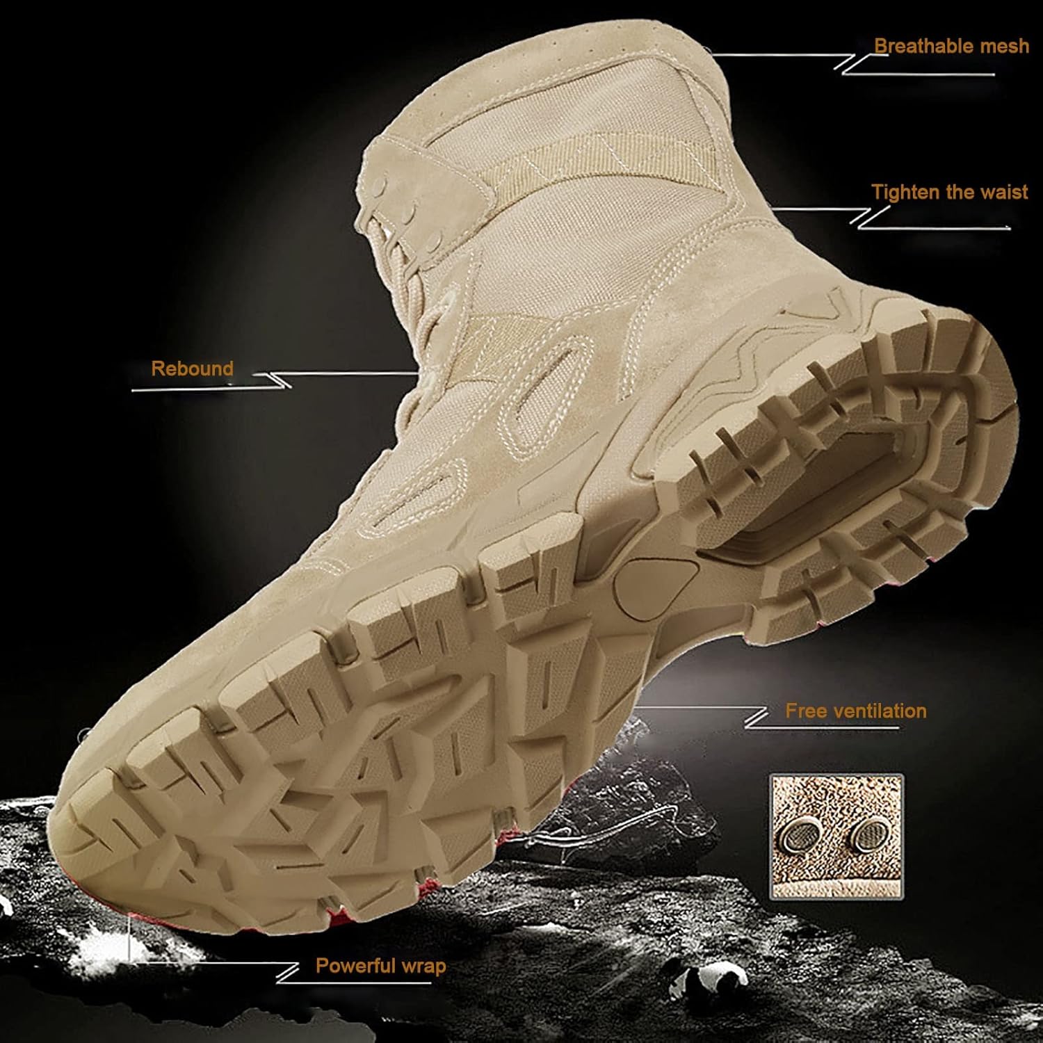 CLSQLXYJZC Waterproof Suede Leather Military and Tactical Boots, Outdoor Lace-up Sports Non-slip Absorption Boots, Durable Lightweight Cushioning Breathable Hiking Shoes