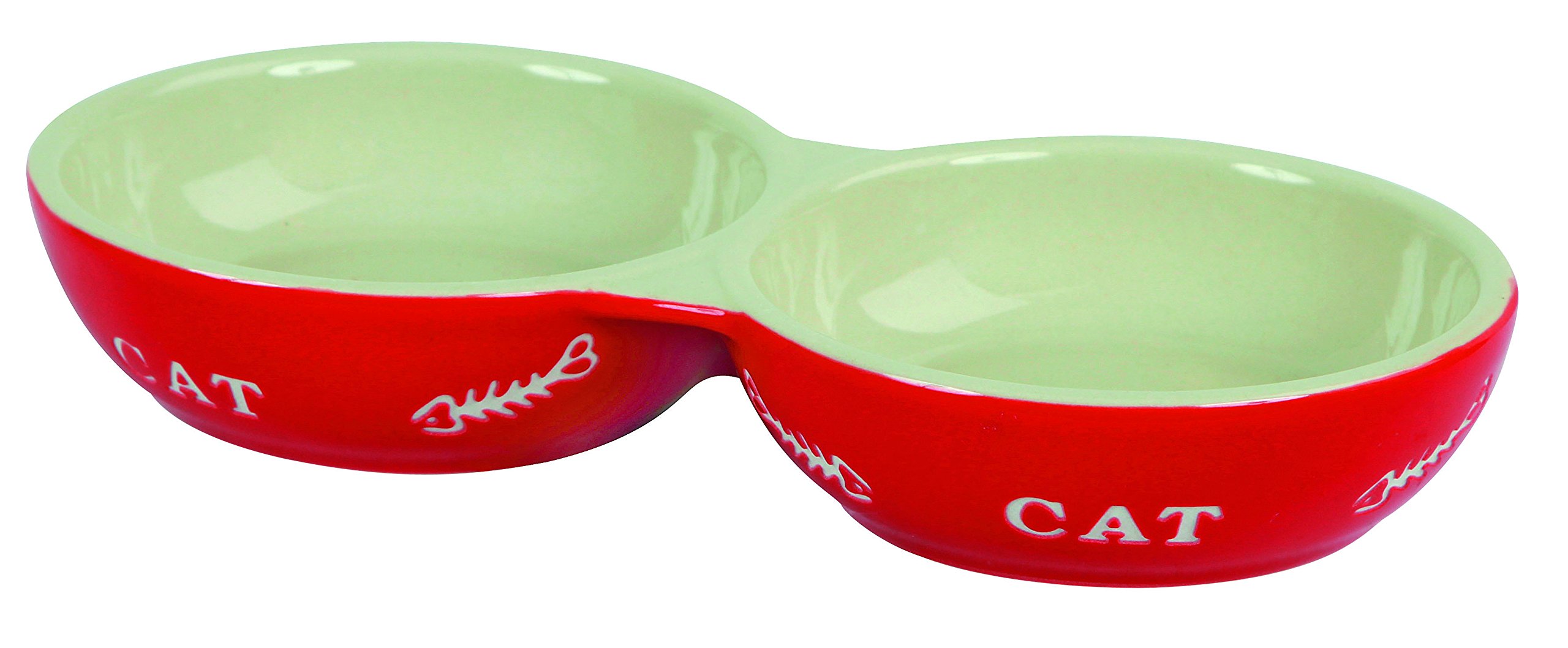 Kerbl Pet 82670 ceramiczna podwójna miska Cat 2 x 200 ml, sortowana kolorystycznie, czerwona/żółta