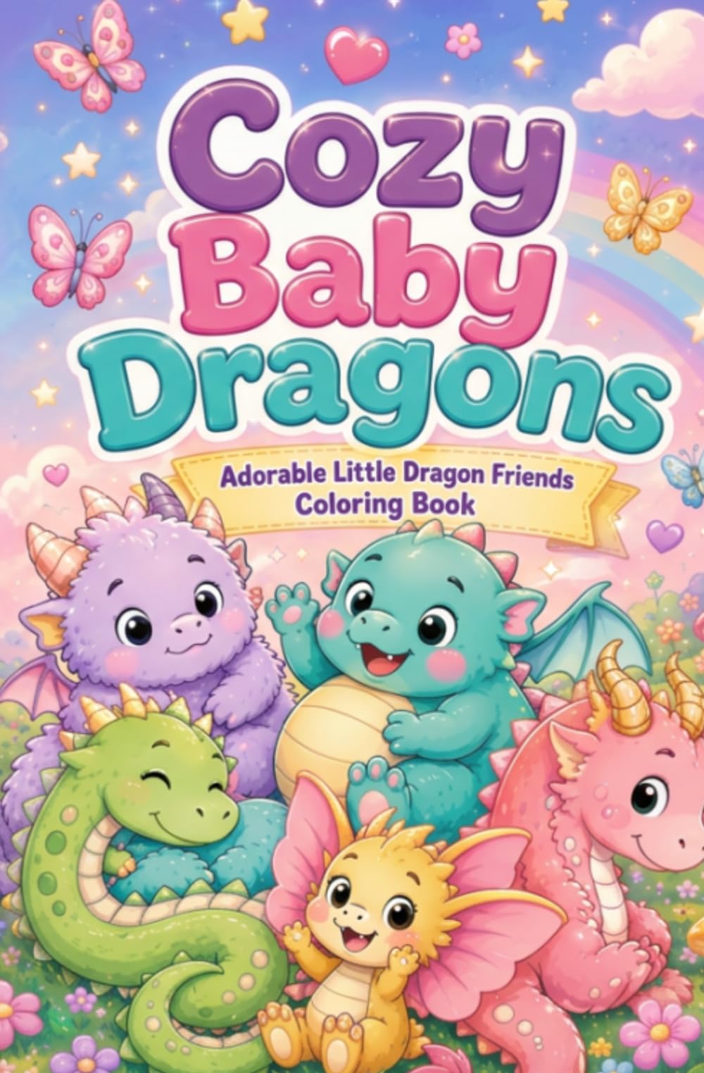 Cozy Baby Dragons: Adorable Little Dragon Friends Coloring Book for Kids Ages 3-8
