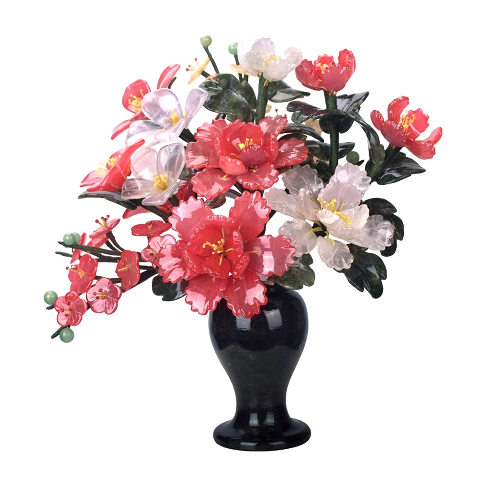 IUokLU Artificial Bonsai Artificial Bonsai Jade Peony Flowerpot Ornaments Feng Shui Ornaments for Home Decor Creative Jade Carving Chinese Ornaments for Home Office