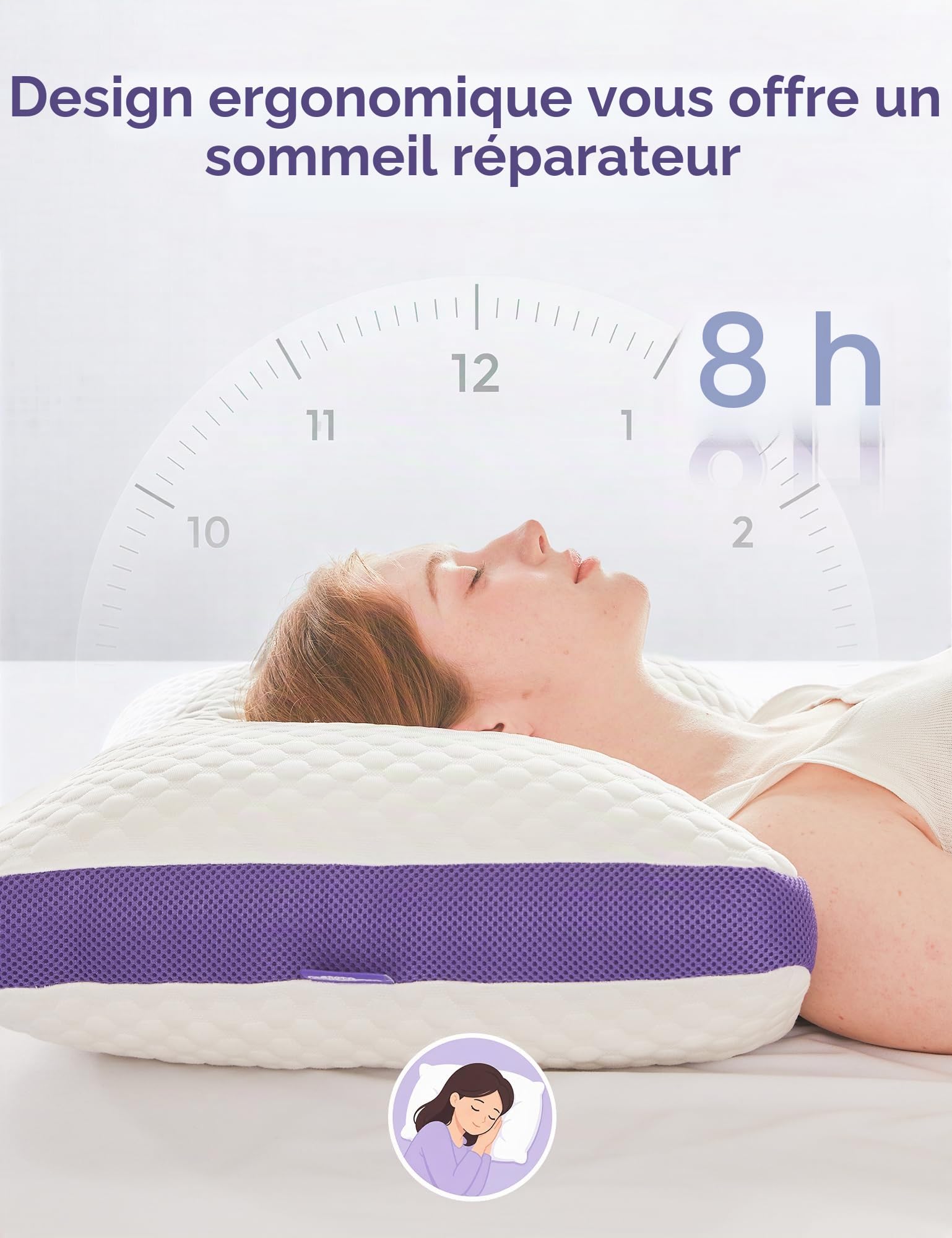 DWR Oreiller 50x75 cm (1er Set),Oreiller Ergonomique en Mousse à Mémoire de Forme, Coussin de Nuit Réglable avec Fermeture Éclair, Housse Amovible et Lavable
