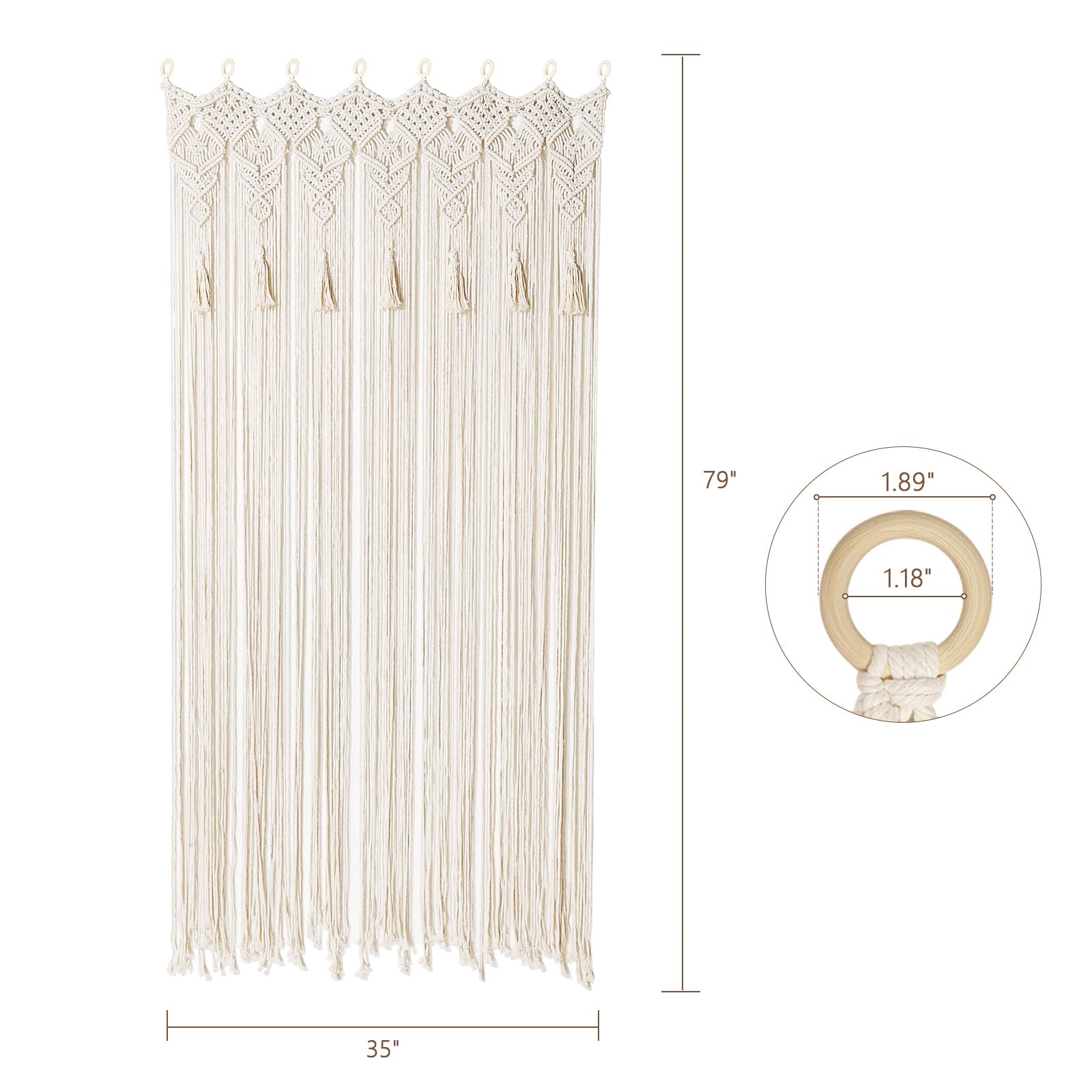 Tenda in macramè fatta a mano in stile bohémien, con nappe, grande, da appendere alla parete, divisorio per soggiorno, camera da letto, decorazione per la casa bohémien, per feste di nozze, 1