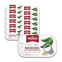 Vista 16 de King Oscar Caballa en aceite de oliva, lata de 4.05 onzas (paquete de 6, el embalaje puede variar), sin piel y sin hueso, caballa enlatada capturada