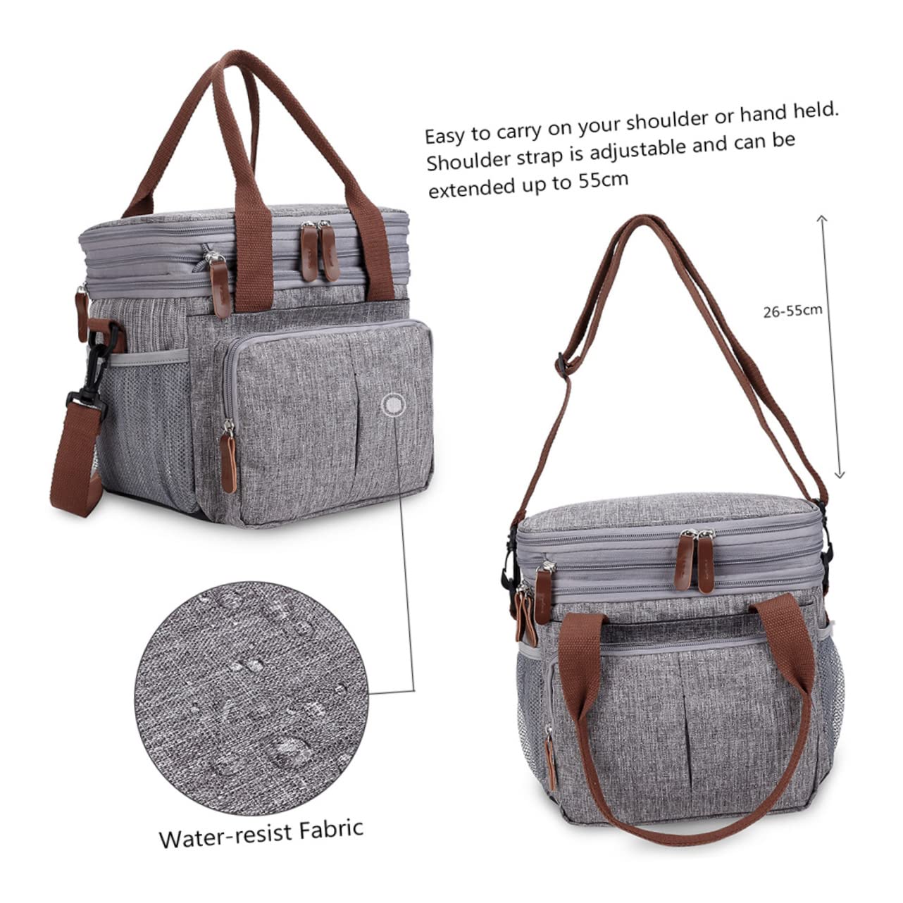 Cabilock Wasserdichte Lunch-tasche Mit Großem Fassungsvermögen Wärmeisolierend Bento-tasche Für Lunchboxen Und Getränke Leicht Zu Transportieren
