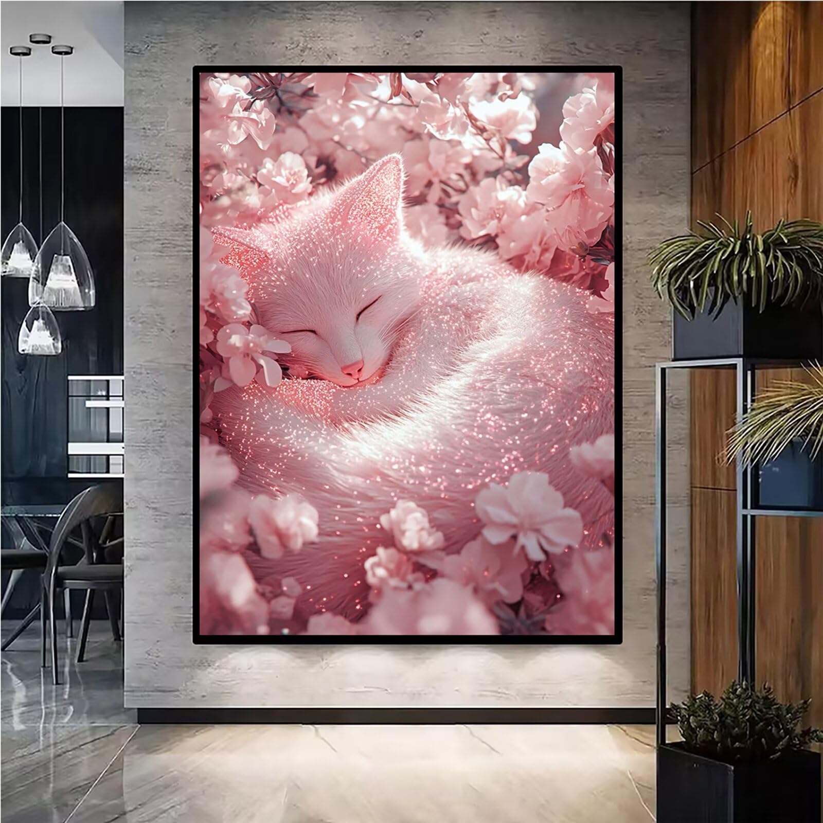 Diamond Painting Kit Completo, Diamond Painting Fox, 5D Quadrato Pittura Diamante Kit Manualidades Adultos DIY Diamantini Crystal Art Disegni Ricamo a Punto Croce Artigianale, 60x90cm Fiori j0-612