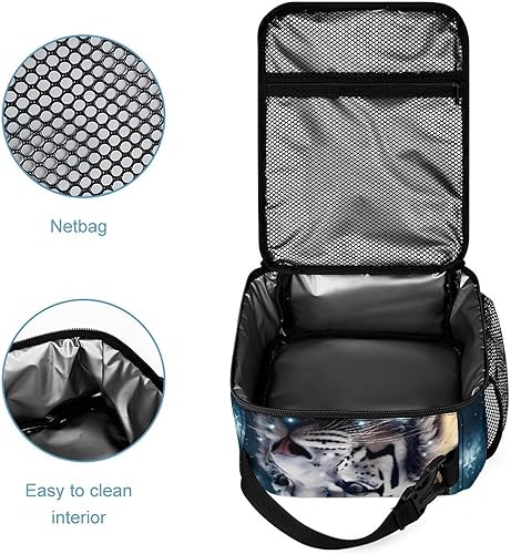 Miniatura 4 de Bolsa de almuerzo con aislamiento de tigre blanco galaxia para mujeres y hombres, reutilizable, bolsa de mano para el trabajo y viajes