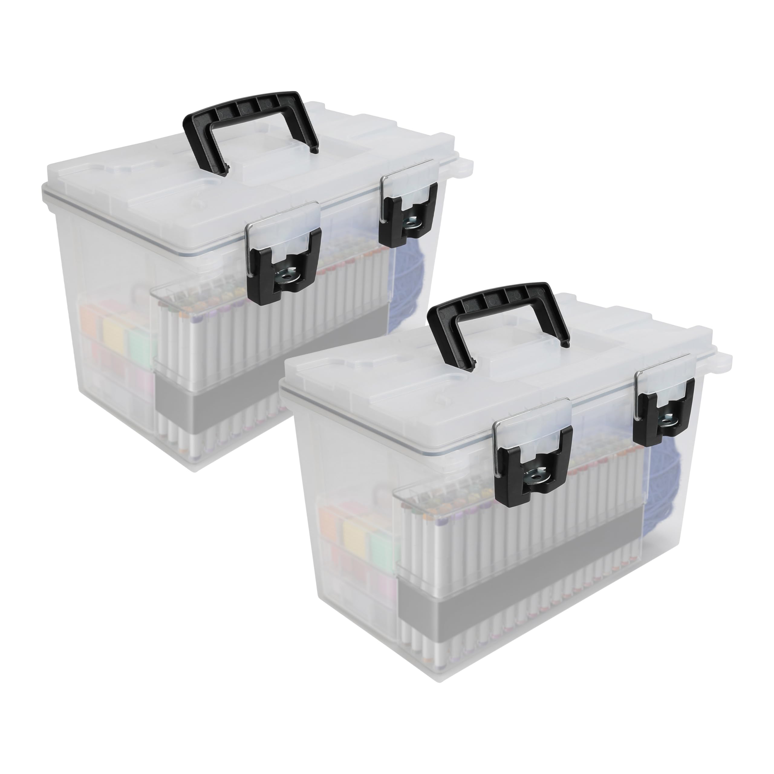 Sheffield 12763 XL Transparent Storage Bins With Lids, 2-Pack Stackable Storage Bins, Made in USA, Lockable and Water-Resistant Containers with Lids, Plastic Containers for Home, Classroom, and Dorm