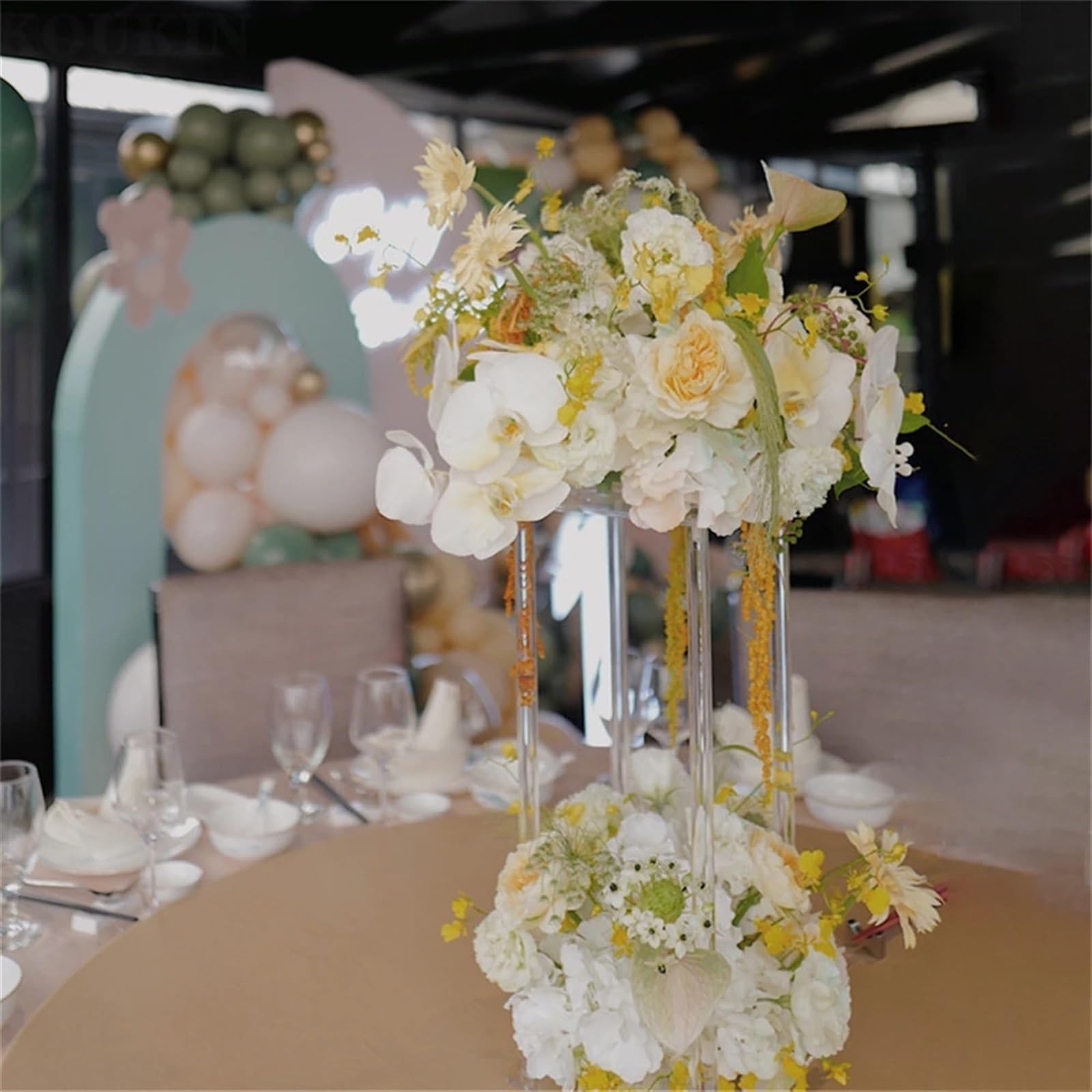 Soporte cuadrado transparente de acrílico para flores, centros de mesa de boda, decoración de fiesta de cumpleaños, mesa de postre (20 cm)