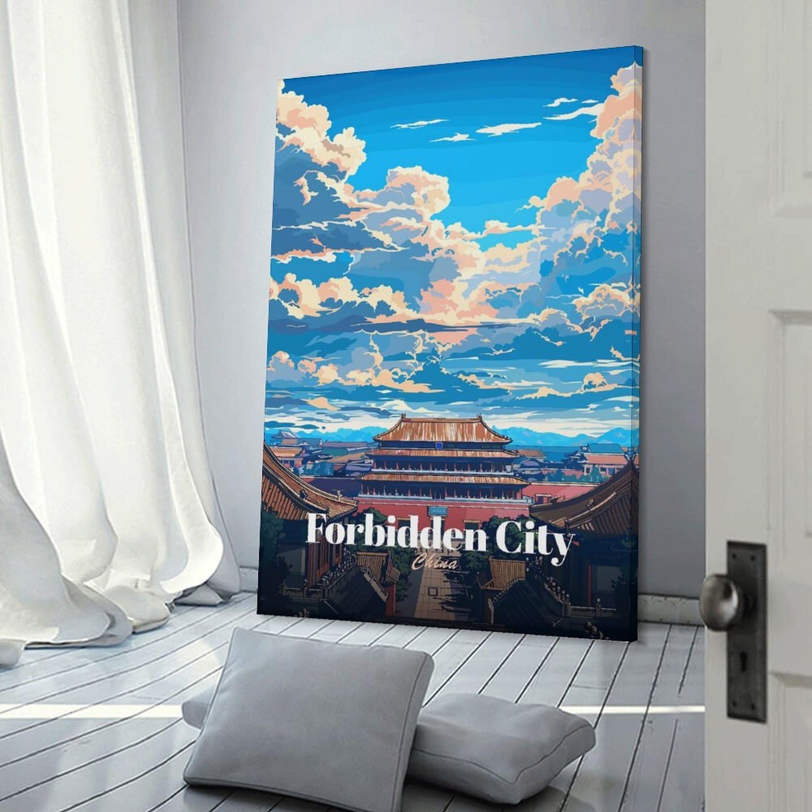 Junmoney Forbidden City China Travel Decorative Canvas Print 24x36inch(60x90cm), for Gallery Wall Layouts in Home Or Office, Home Wall Art for Statement Displays