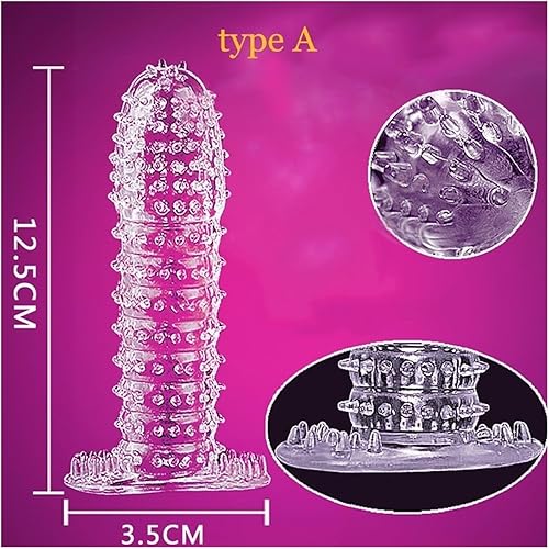 Miniatura 4 de 5 piezas de condones reutilizables para pene masculino, mangas de extensión de esperma con bloqueo de esperma, anillo para consolador, juguetes