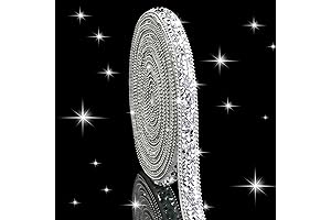 3 Yards Silver Rhinestone Ribbon Crystal Self Adhesive Tape Bling Diamond Sticker Glittery Strips
