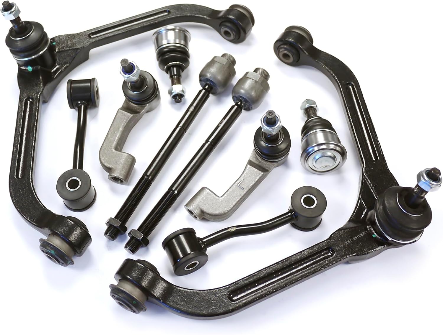 10PC Front Suspension Control Arm Kit Front Upper Control Arm w/Ball Joint & Lower Ball Joint & Stabilizer Sway Bar Link Front Inner & Outer Tie Rod End Compatible with 2002 2003 2004 Jeep Liberty