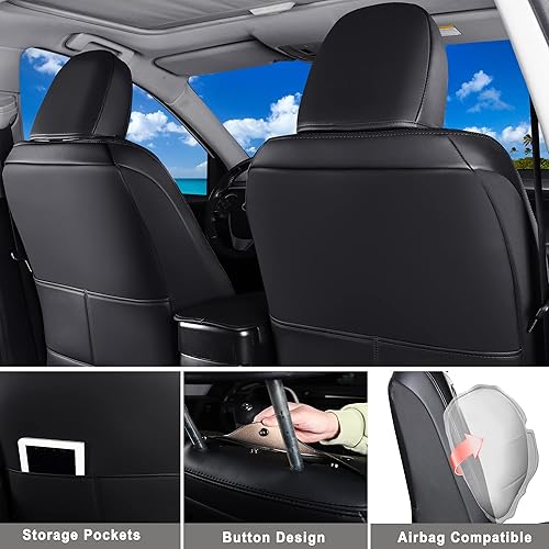 Miniatura 2 de Huidasource Fundas de asiento de automóvil para Toyota RAV4, cobertura completa, impermeables, de cuero, juego completo para Toyota Rav4 XLE LE XLE