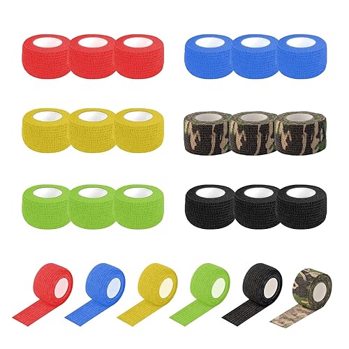 EZ Tattoo Grip Tape - 24 unidades (1 pulgada x 5 yardas), vendaje autoadhesivo negro para hinchazón de esguince de muñeca y tobillo, rollo