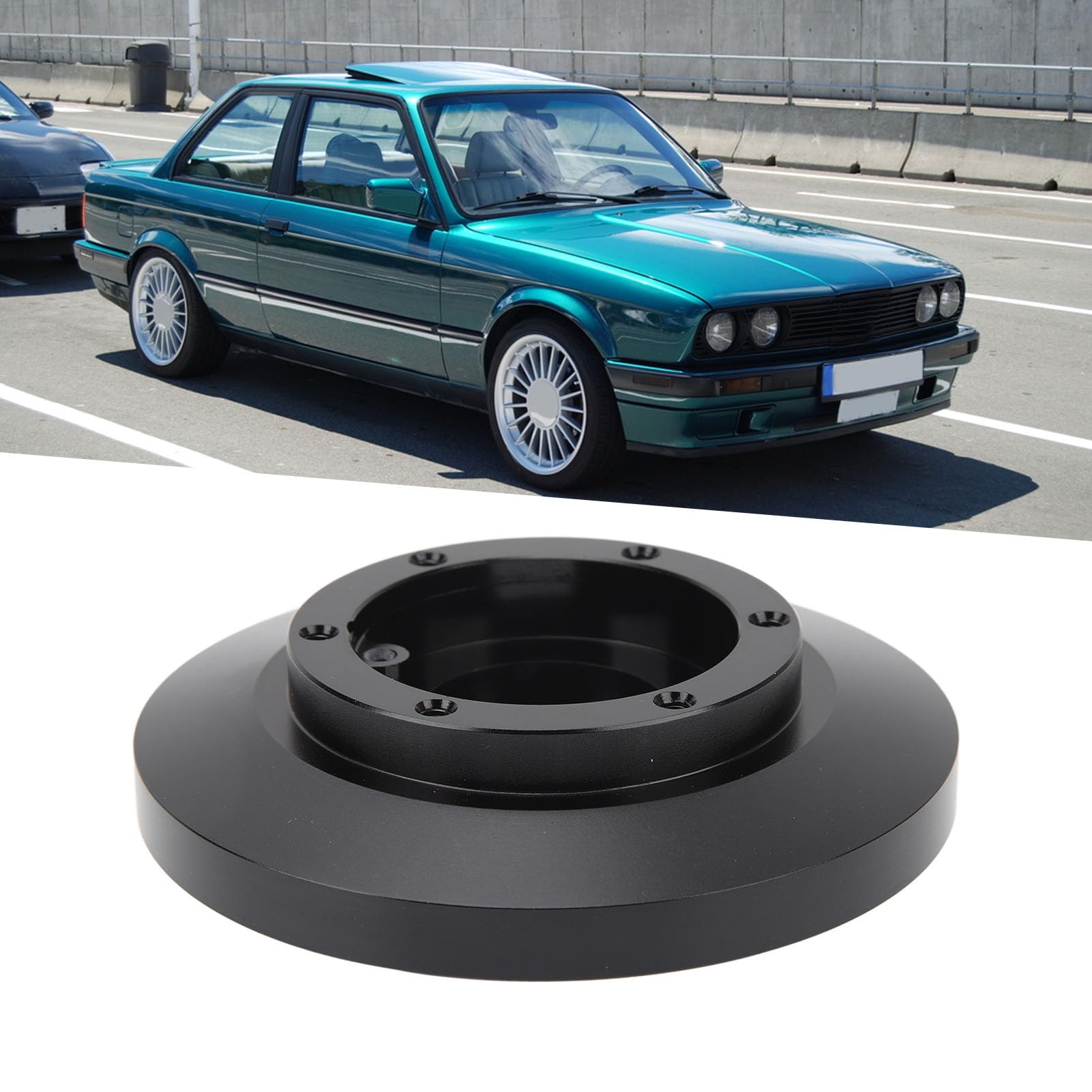 Auto-Lenkrad-Adapter-Set, Lenkrad-6-Loch-Nabenadapter, Universelles Kurzes Naben-Adapter-Set für M3 Z3 318 325 E39 840i 850i, Schwarz