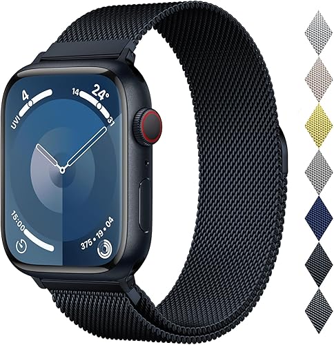 Correa milanesa de acero inoxidable compatible con Apple Watch Band de 1.654 pulgadas, 1.732 pulgadas, 1.772 pulgadas, 1.775 pulgadas, 1.575