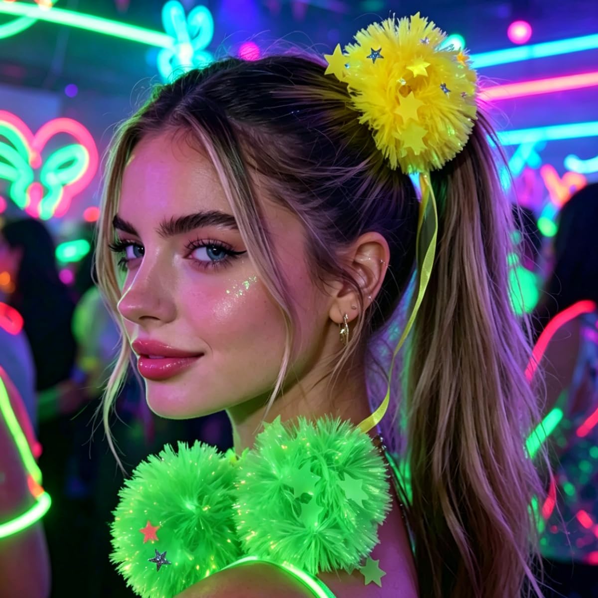 Set di Braccialetti Fluorescenti Karlor, 6 Pezzi Neon Fasce per Capelli a Forma di Stella, Accessori UV per Feste con Effetto Glow, Decorazione per Party Fluorescenti e Neon