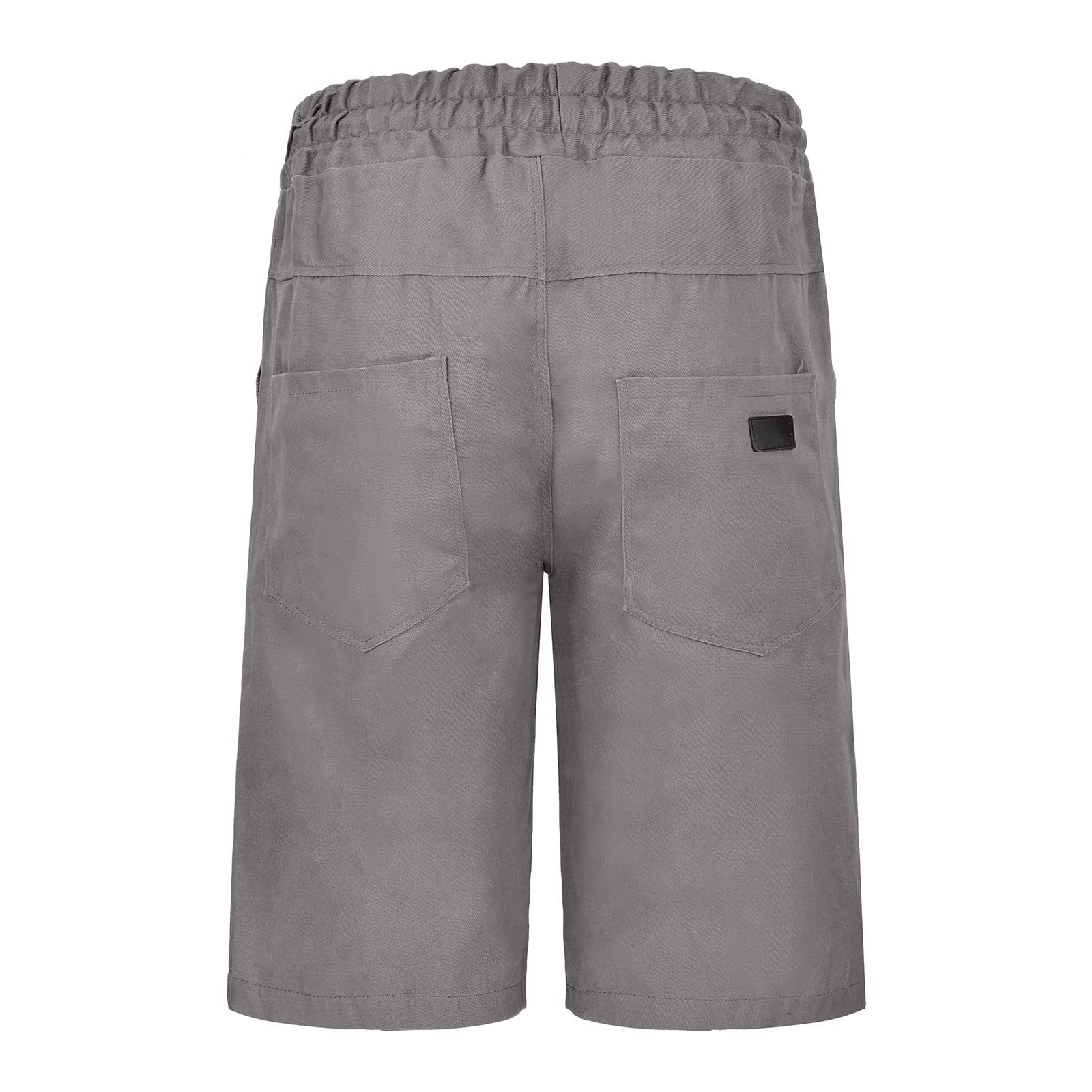 Men's Summer Casual Shorts Classic Drawstring Elastic Waist Straight Leg Shorts for Work Athletic Golf Travel Fishing M Grey
