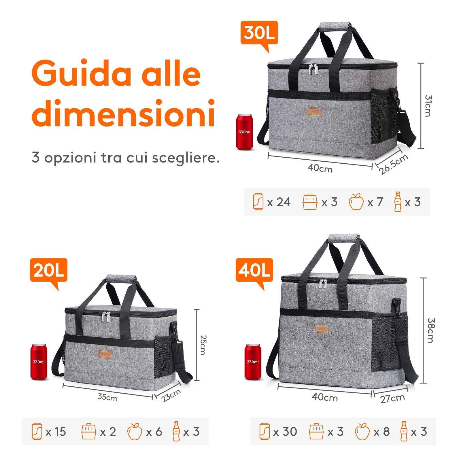 Lifewit Borsa Termica Porta Pranzo Borsa Frigo Isoterma per Alimenti Mantenere Caldo o Freddo per PIC-nic/All'aperto/Barbecue/Campeggio/Eventi Sportivi