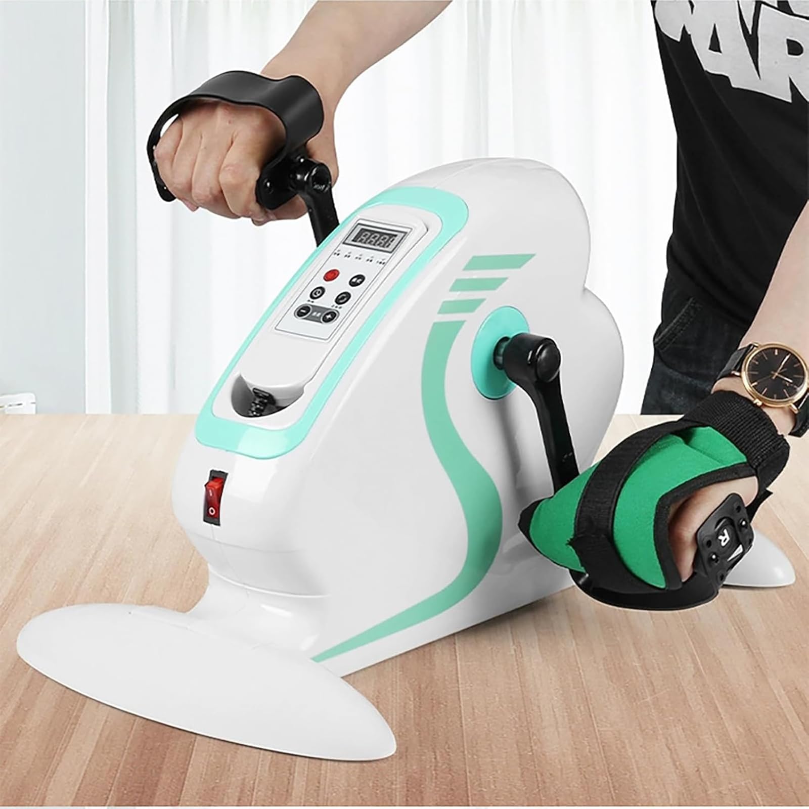 Rower rehabilitacyjny LED, mały instrument do rehabilitacji fitness z pilotem, 5-poziomowa wysokość/12 prędkości, regulowana do przodu i odwracalna