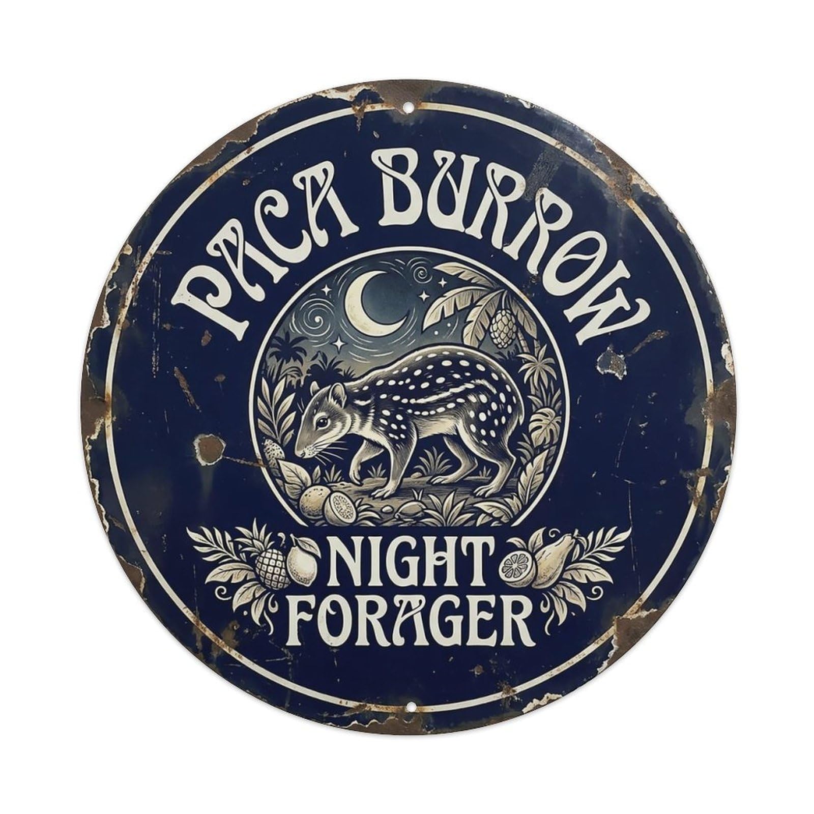 Cxhjca 8X8inch(20X20cm) Paca Burrow Night Forager Metal Tin Sign