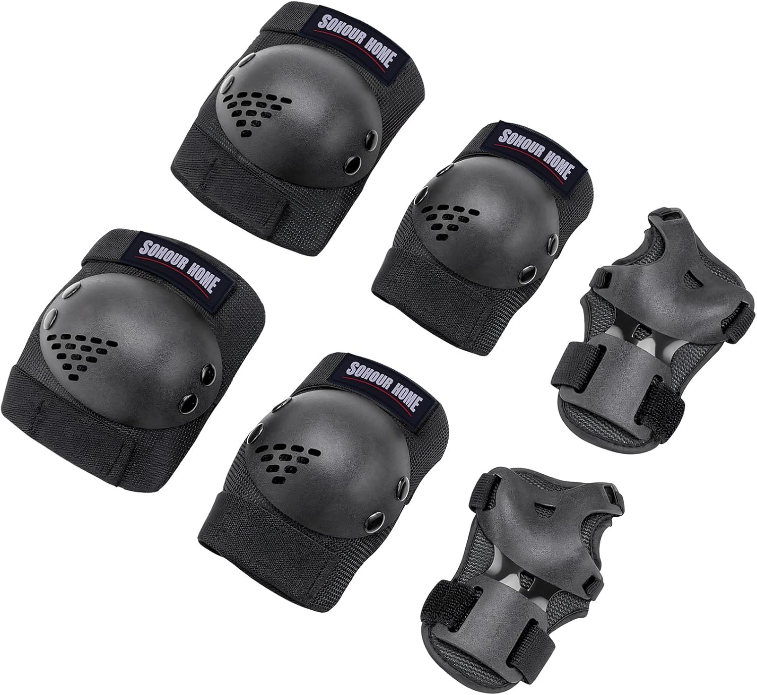 Youth/Kids Knee Pads Elbow Pads Wrist Guards Protective Gear Set for 3-15 Years Child Roller Skates, Skateboard, Cycling, Inline Skating, BMX Bike, Scooter Riding and Other Outdoor Sports (Small (3-7 years) Black) Thumbnail