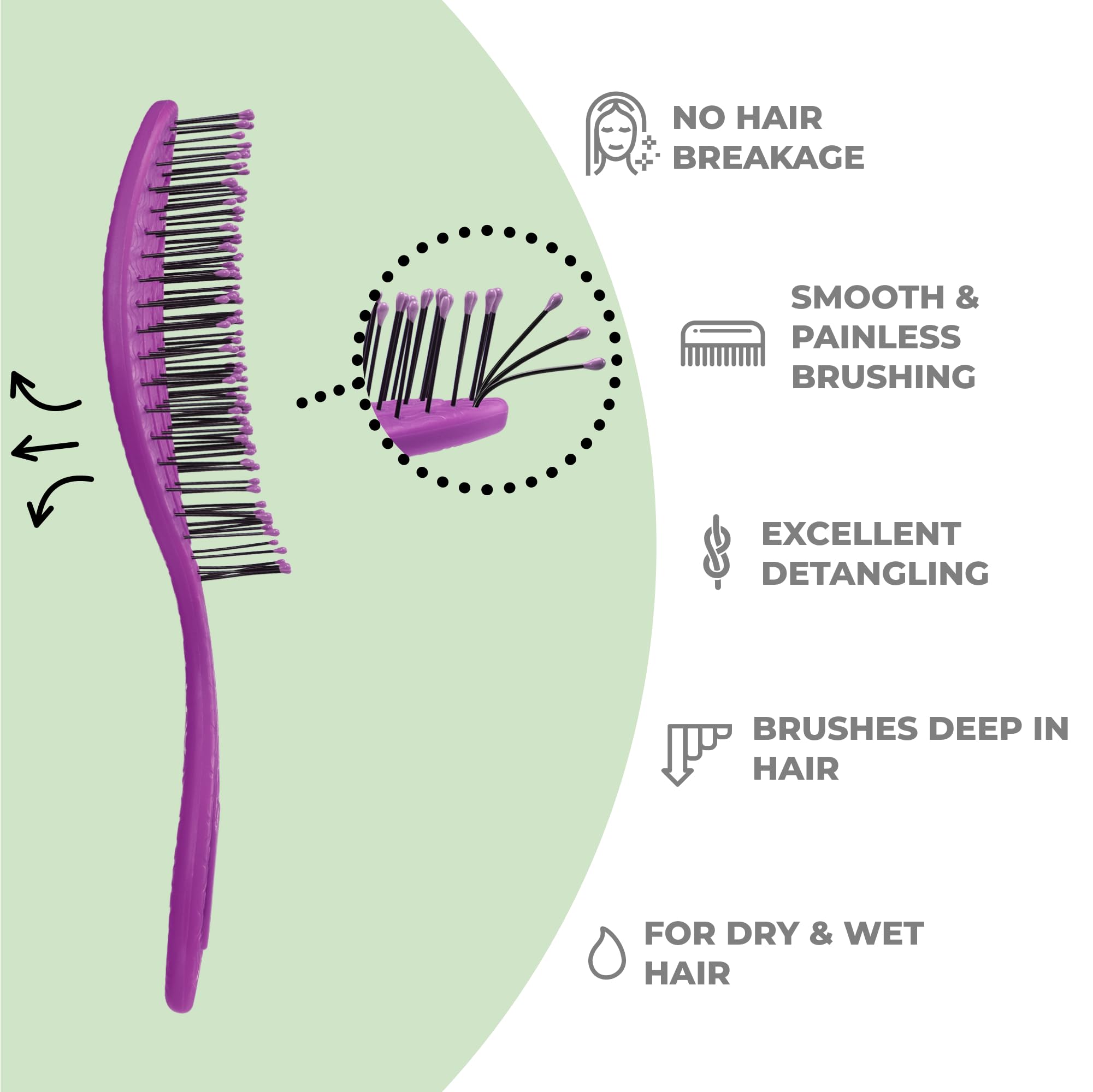 Ninabella Spiral Hairbrush - Detangle Hair Brush - Wetbrush for Brushing Wet or Blow Dry Hair - Detangler Brush - Hairbrushes for Travel - Berry - Image 2