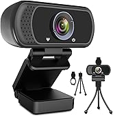 Webcam HD 1080p Web Camera, USB PC Computer Webcam with Microphone, Laptop Desktop Full HD Camera Video Webcam 110 Degree Widescreen, Pro Streaming Webcam for Recording, Calling, Conferencing, Gaming