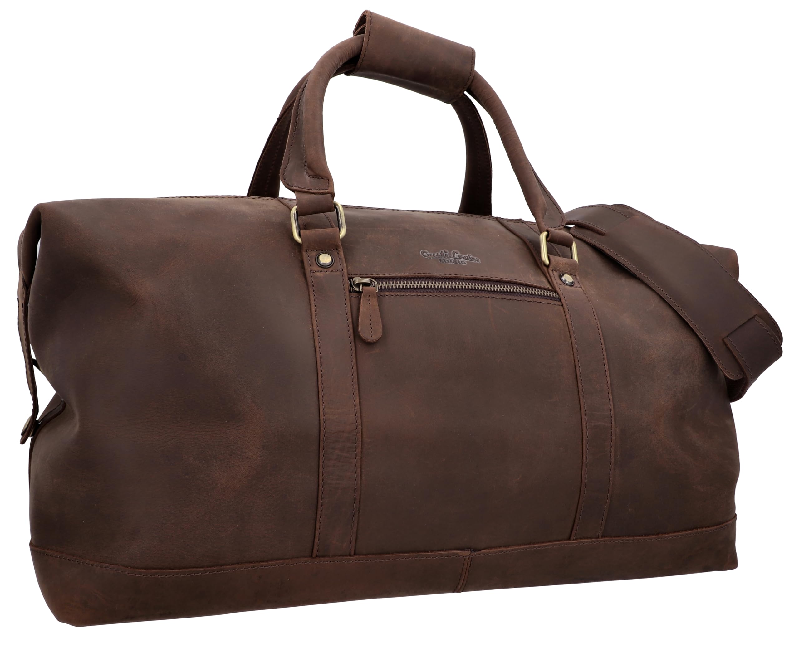 Gusti Leder Weekender Herren Ruben - Reisetasche Herren aus Echtleder in Braun - 36 L Vintage Sporttasche für Kurztrips & Wochenendausflüge