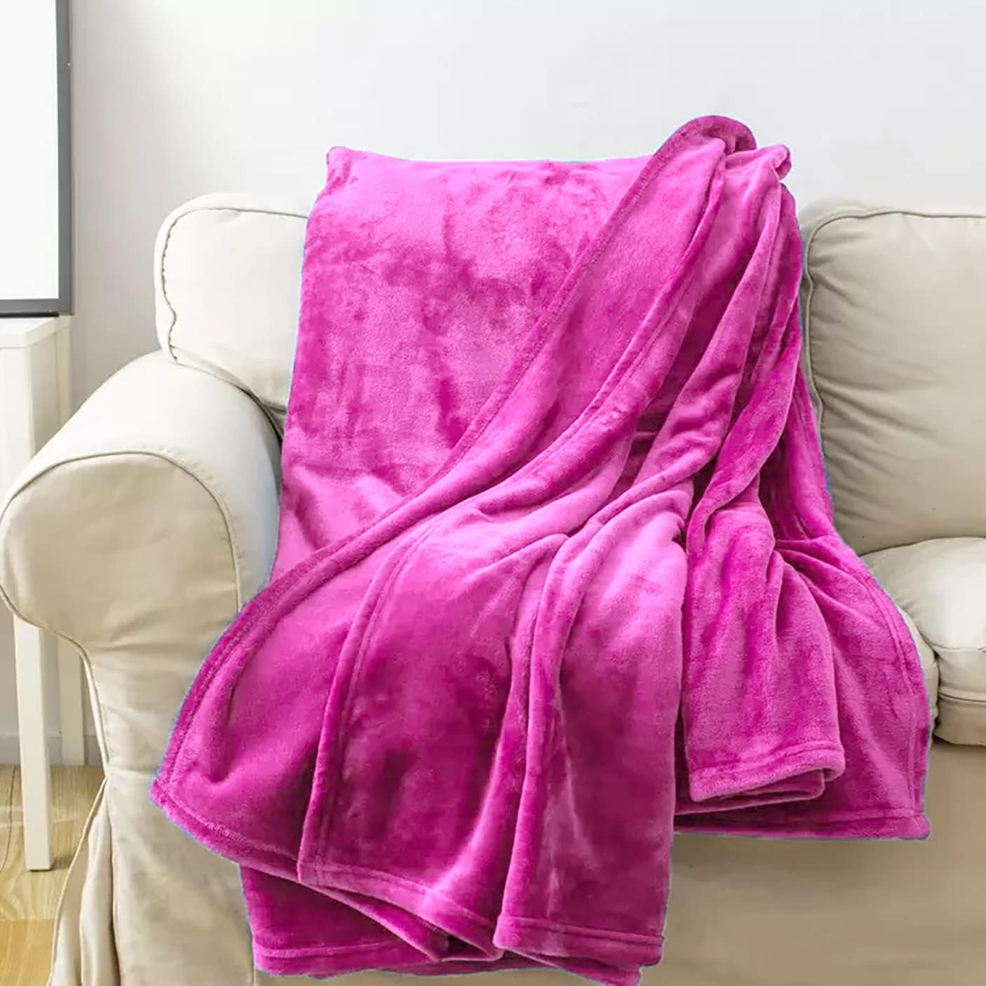 Home Must Haves Super Soft Warm Cozy Comfortable Breathable Bed Sofa Couch Picnic Luxurious Throw Blanket Hot Pink Queen Size