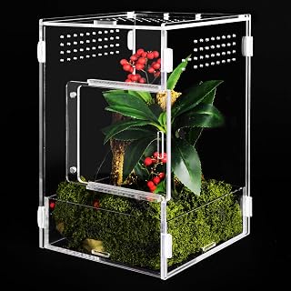 Acrylic Jumping Spider Enclosure, 6 * 6 * 9 Inch Large Tarantula Enclosure with Front and Top Opening Door for Tarantula, Insects, Frogs, Praying Mantis, Snails
