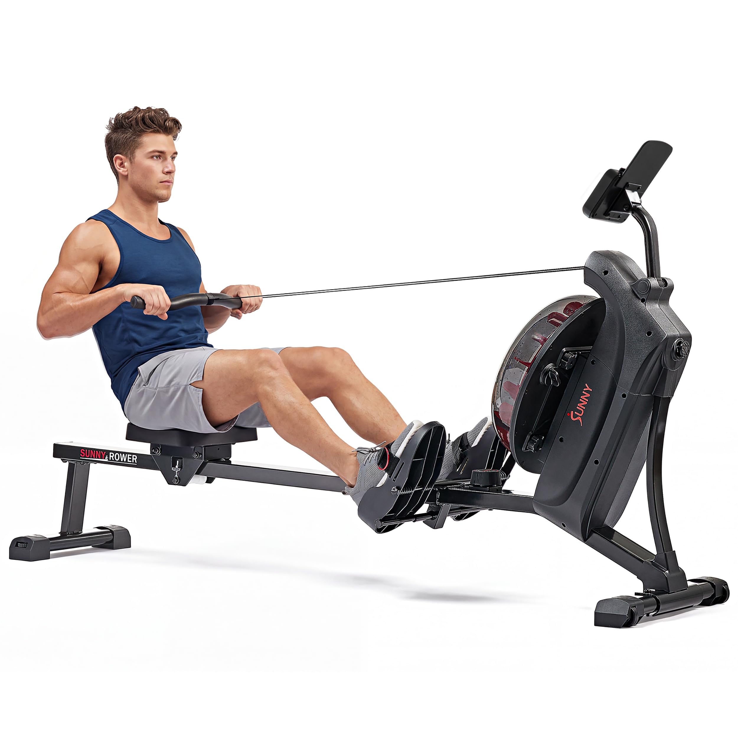 Sunny Health & Fitness Hydro + máquina de Remo de Agua magnética Inteligente de 